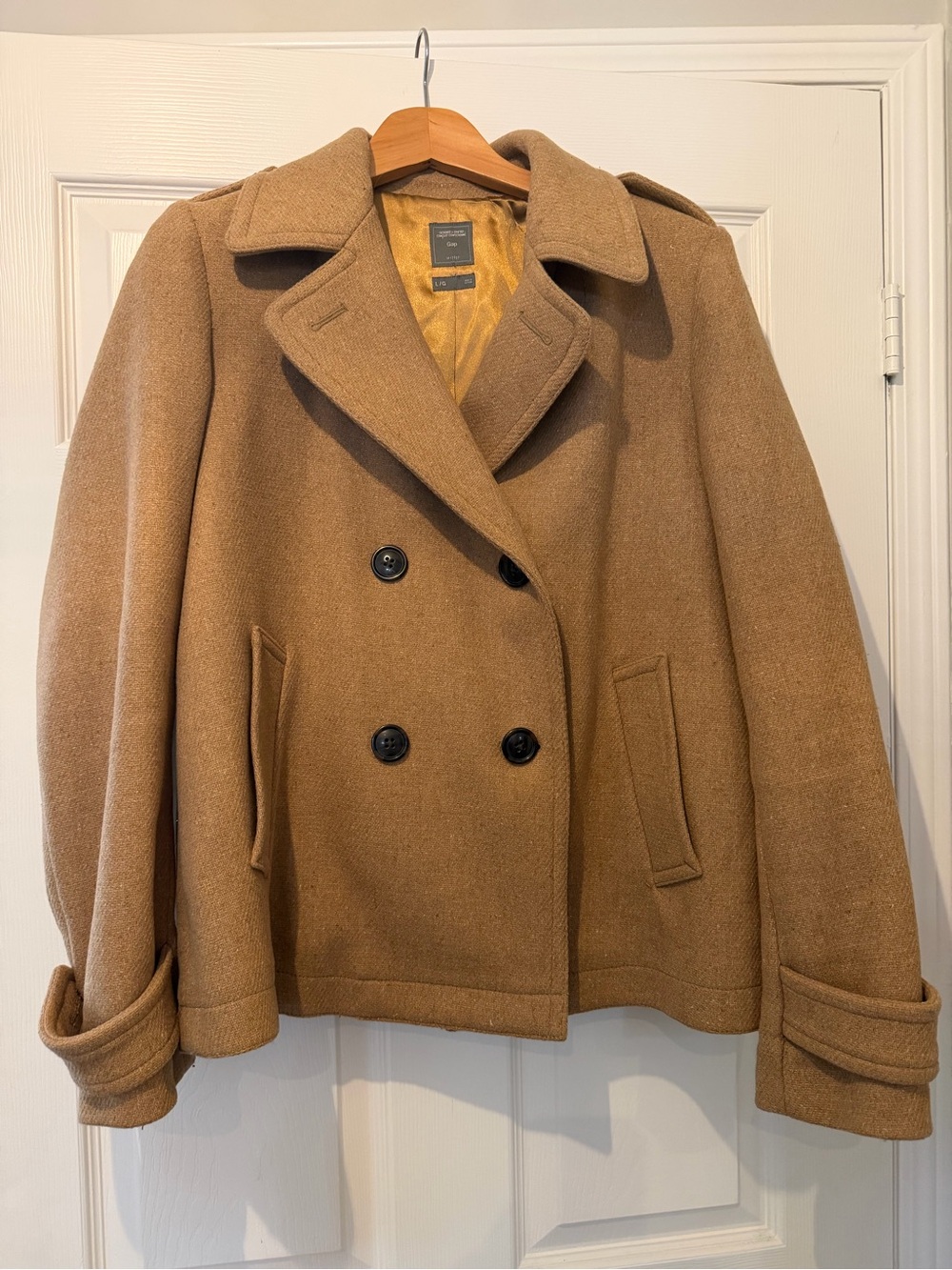 Gap Womens Camel Wool Blend Peacoat Jacket Made in Italy